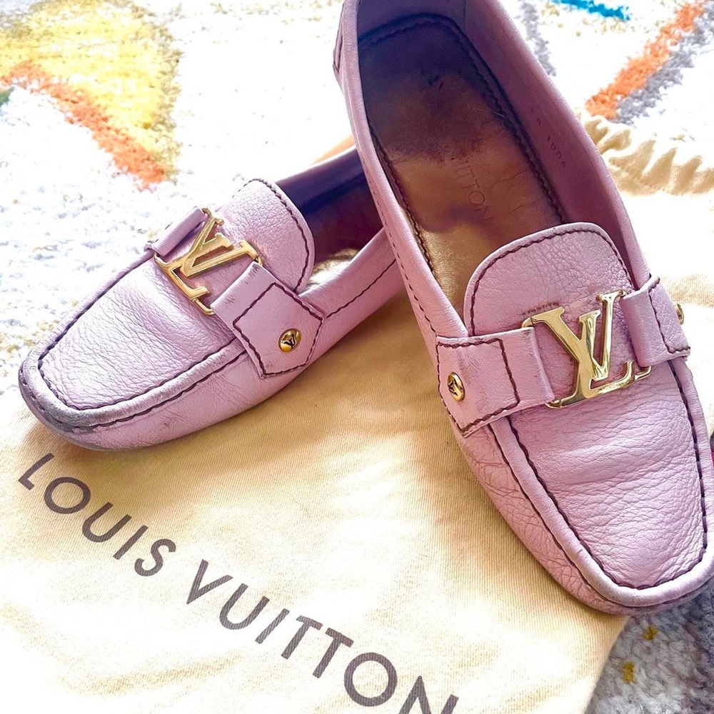 Size 6.5 LV women's calf skin pink loafer.